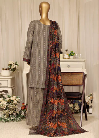 3 Piece Printed Stitched Black & Ivory Color Lawn Shirt with Farshi Shalwar & Dupatta