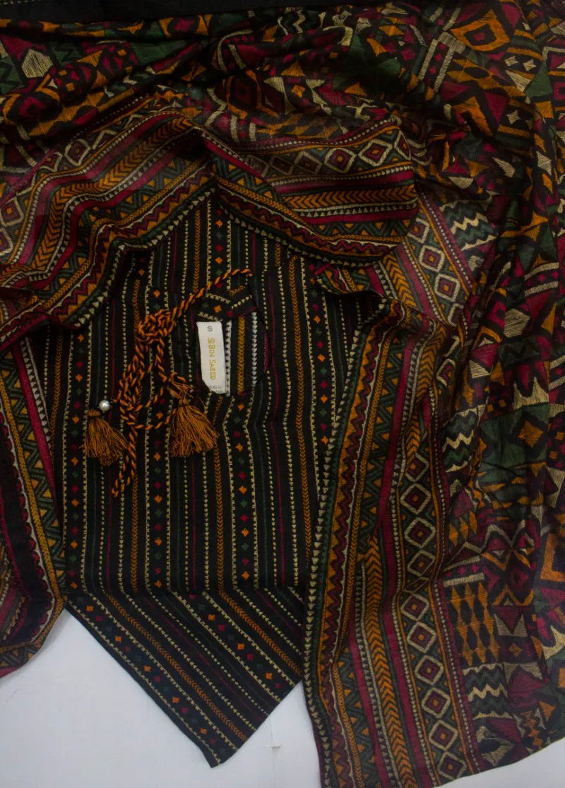 3 Piece Printed Stitched MultiColor Lawn Shirt with Farshi Shalwar & Dupatta