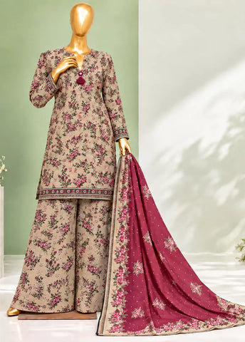 3 Piece Printed Stitched MultiColor Lawn Shirt with Farshi Trouser & Dupatta