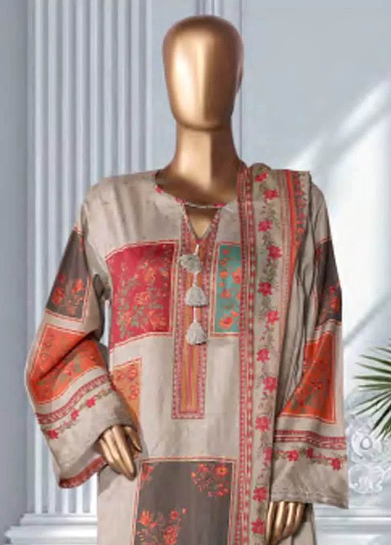 3 Piece Printed MultiColor Lawn Shirt with Trouser & Dupatta