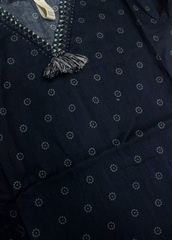2 Piece Printed Stitched Navy Blue Color Lawn Shirt and Farshi Shalwar