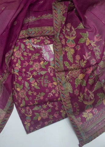 3 Piece Printed Stitched Shocking Pink Color Lawn Shirt with Trouser & Dupatta