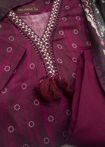 3 Piece Printed Maroon Color Lawn Shirt with Trouser & Dupatta