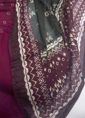 3 Piece Printed Maroon Color Lawn Shirt with Trouser & Dupatta