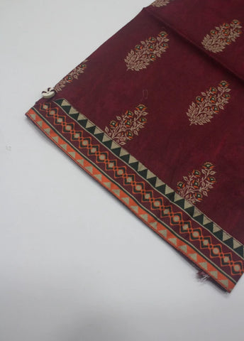 2 Piece Printed Stitched Maroon Color Lawn Shirt and Farshi Shalwar
