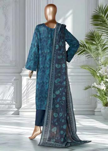3 Piece Printed Blue Color Lawn Shirt with Trouser & Dupatta