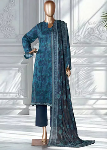 3 Piece Printed Blue Color Lawn Shirt with Trouser & Dupatta
