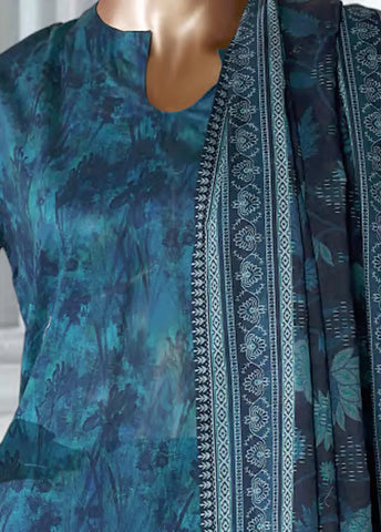 3 Piece Printed Blue Color Lawn Shirt with Trouser & Dupatta