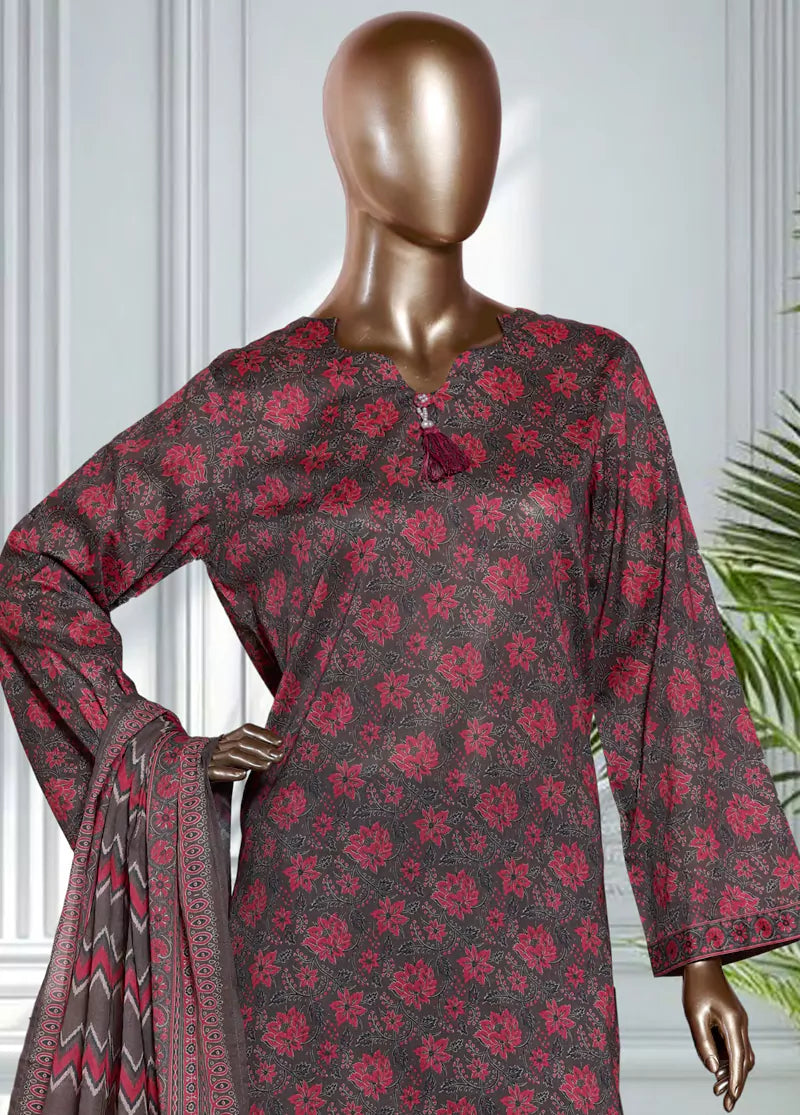 3 Piece Printed MultiColor Lawn Shirt with Trouser & Dupatta