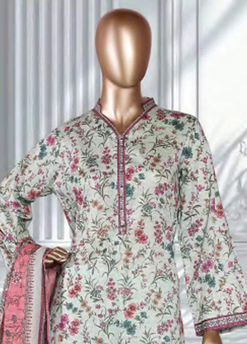 3 Piece Printed MultiColor Lawn Shirt with Trouser & Dupatta