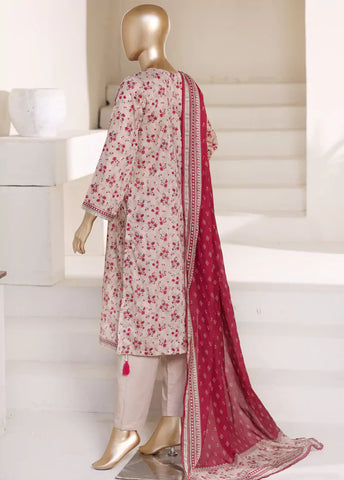 3 Piece Printed Offwhite Color Lawn Shirt with Trouser & Dupatta