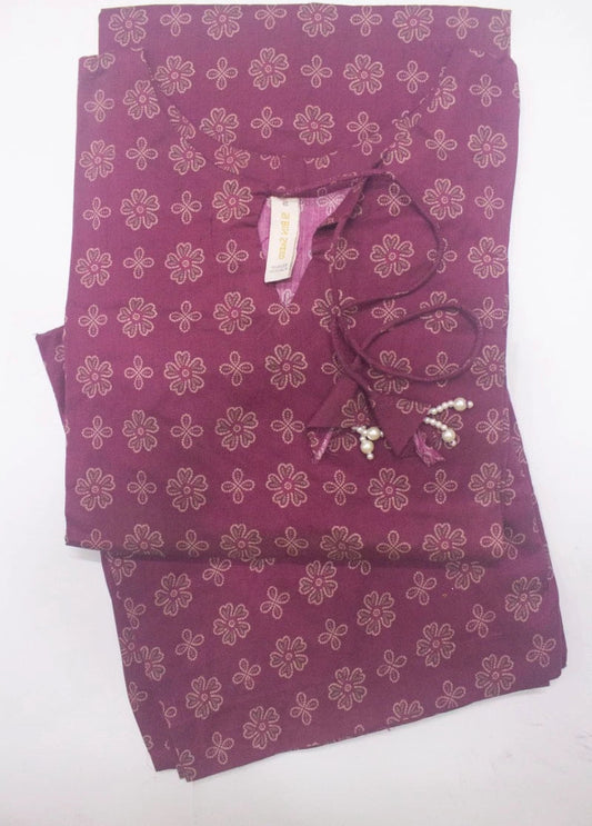 2 Piece Printed Stitched Shocking Pink Color Lawn Shirt and Trouser