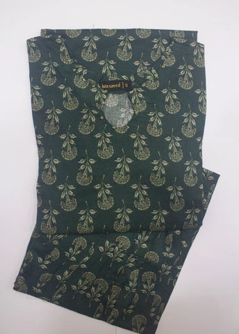 2 Piece Printed Stitched Green Color Lawn Shirt and Farshi Trouser