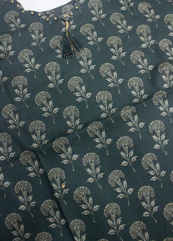 3 Piece Printed Stitched Bottle Green Color Lawn Shirt with Trouser & Dupatta