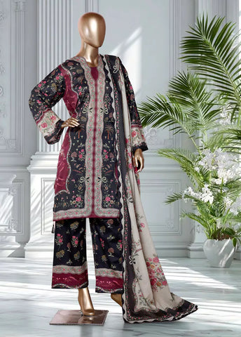 3 Piece Printed Black Color Lawn Shirt with Trouser & Dupatta