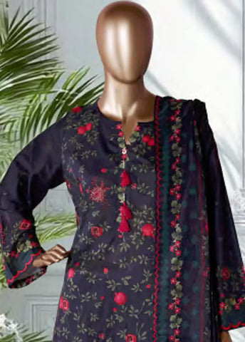 3 Piece Printed Blue Color Lawn Shirt with Trouser & Dupatta