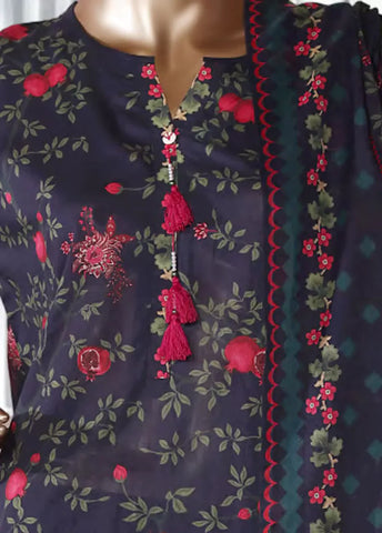 3 Piece Printed Blue Color Lawn Shirt with Trouser & Dupatta