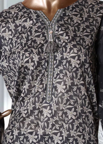 3 Piece Printed Black Color Lawn Shirt with Trouser & Dupatta