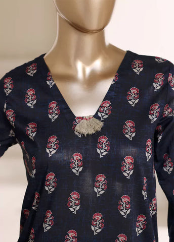 3 Piece Printed Navy Blue Color Lawn Shirt with Trouser & Dupatta