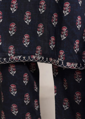 3 Piece Printed Navy Blue Color Lawn Shirt with Trouser & Dupatta