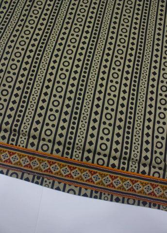 2 Piece Printed Stitched Beige & Black Color Lawn Shirt and Farshi Trouser