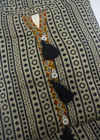 2 Piece Printed Stitched Beige & Black Color Lawn Shirt and Farshi Trouser