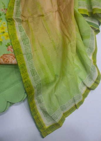 3 Piece Printed Stitched Seafoam Green Color Lawn Shirt with Farshi Shalwar & Dupatta