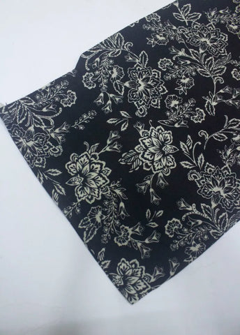 3 Piece Printed Stitched Black & White Color Cotton Shirt with Farshi Shalwar & Dupatta
