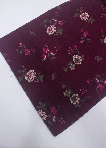 3 Piece Printed Stitched Maroon Color Cotton Shirt with Farshi Shalwar & Dupatta