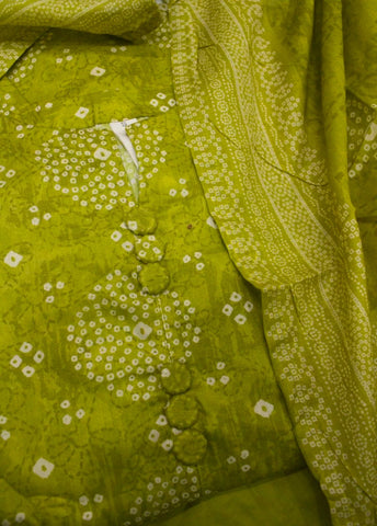 3 Piece Printed Stitched Parrot Green Color Lawn Shirt with Farshi Shalwar & Dupatta
