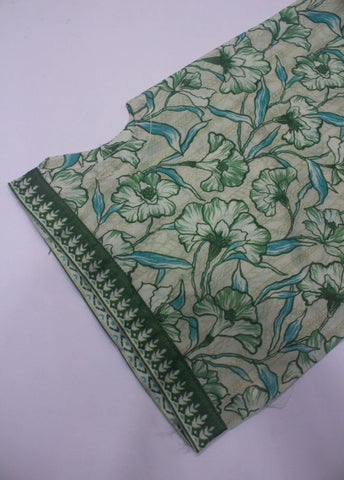 3 Piece Printed Stitched Green Color Lawn Shirt with Farshi Shalwar & Dupatta