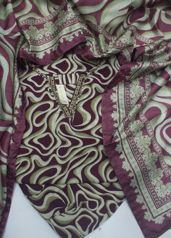 3 Piece Printed Stitched MultiColor Lawn Shirt with Farshi Shalwar & Dupatta