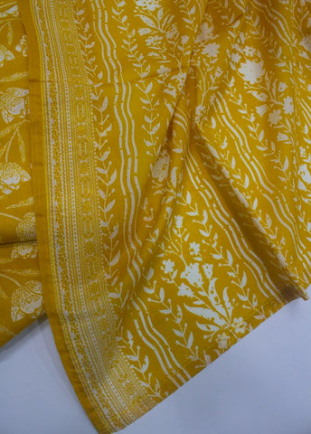 3 Piece Printed Stitched Yellow Color Lawn Shirt with Farshi Shalwar & Dupatta