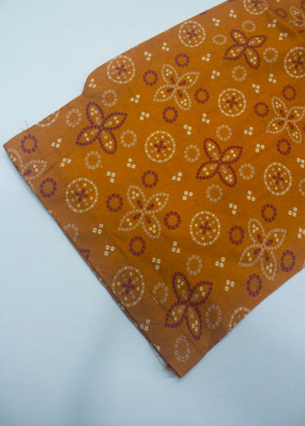 3 Piece Printed Stitched Orange Color Lawn Shirt with Farshi Shalwar & Dupatta