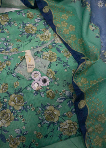 3 Piece Printed Stitched Seafoam Green Color Lawn Shirt with Farshi Shalwar & Dupatta