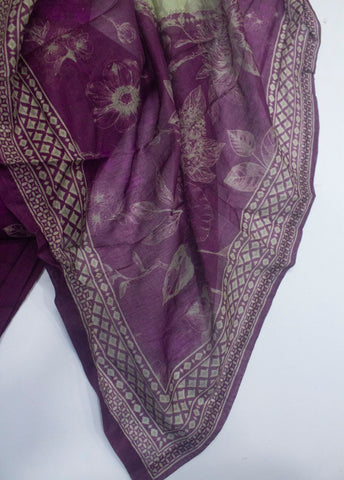 3 Piece Printed Stitched Margenta Color Lawn Shirt with Farshi Shalwar & Dupatta