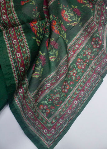 3 Piece Printed Stitched Green Color Lawn Shirt with Farshi Shalwar & Dupatta