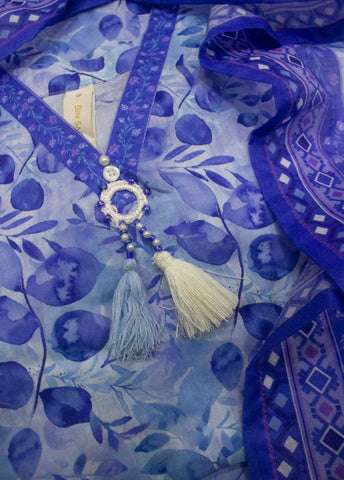 3 Piece Printed Stitched MultiColor Lawn Shirt with Farshi Shalwar & Dupatta