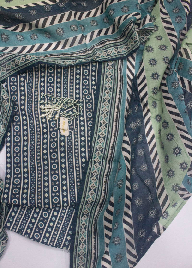 3 Piece Printed Stitched MultiColor Lawn Shirt with Farshi Shalwar & Dupatta