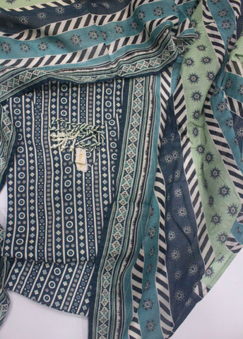3 Piece Printed Stitched MultiColor Lawn Shirt with Farshi Shalwar & Dupatta