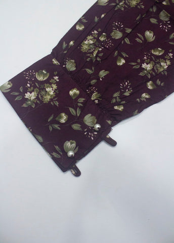 3 Piece Printed Stitched Plum Color Lawn Shirt with Farshi Shalwar & Dupatta