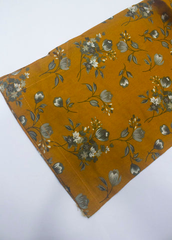 3 Piece Printed Stitched Honey Orange Color Lawn Shirt with Farshi Shalwar & Dupatta