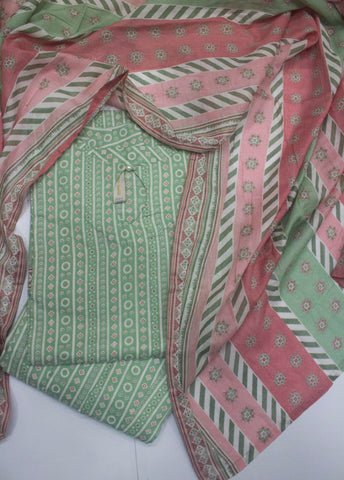 3 Piece Printed Stitched Lime Green Color Lawn Shirt with Farshi Shalwar & Dupatta