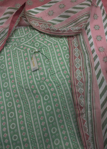 3 Piece Printed Stitched Lime Green Color Lawn Shirt with Farshi Shalwar & Dupatta