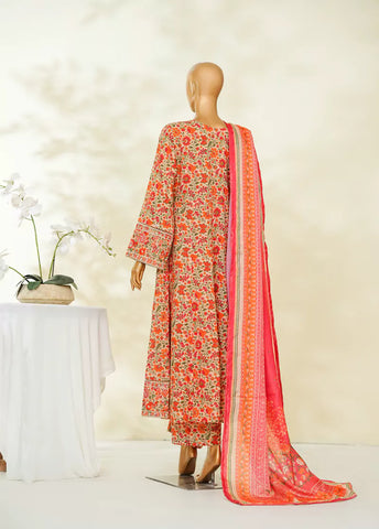 3 Piece MultiColor Embroidered Lawn Frock withTrouser & Dupatta
