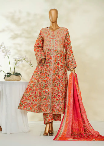 3 Piece MultiColor Embroidered Lawn Frock withTrouser & Dupatta