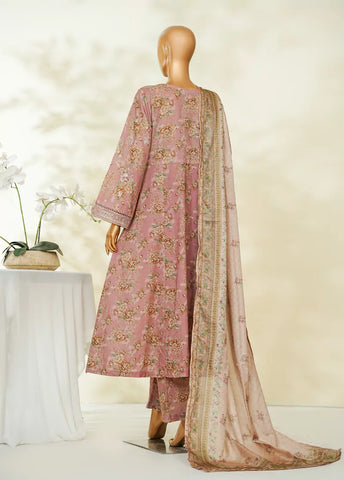 3 Piece Muave Color Embroidered Lawn Frock withTrouser & Dupatta