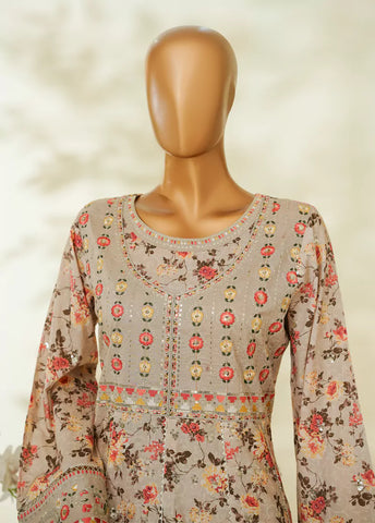 3 Piece MultiColor Embroidered Lawn Frock withTrouser & Dupatta