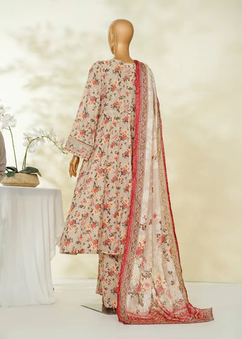 3 Piece MultiColor Embroidered Lawn Frock withTrouser & Dupatta