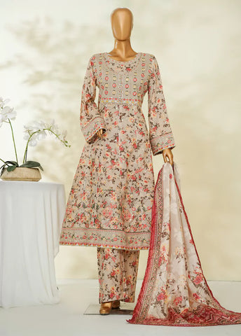 3 Piece MultiColor Embroidered Lawn Frock withTrouser & Dupatta